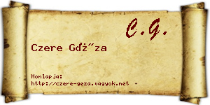 Czere Géza névjegykártya